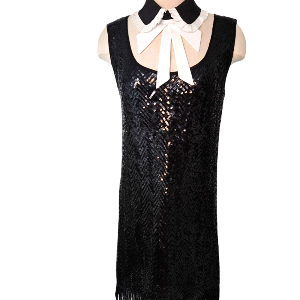 ANGEL PARIS  Black Sequin Sleeveless Dress